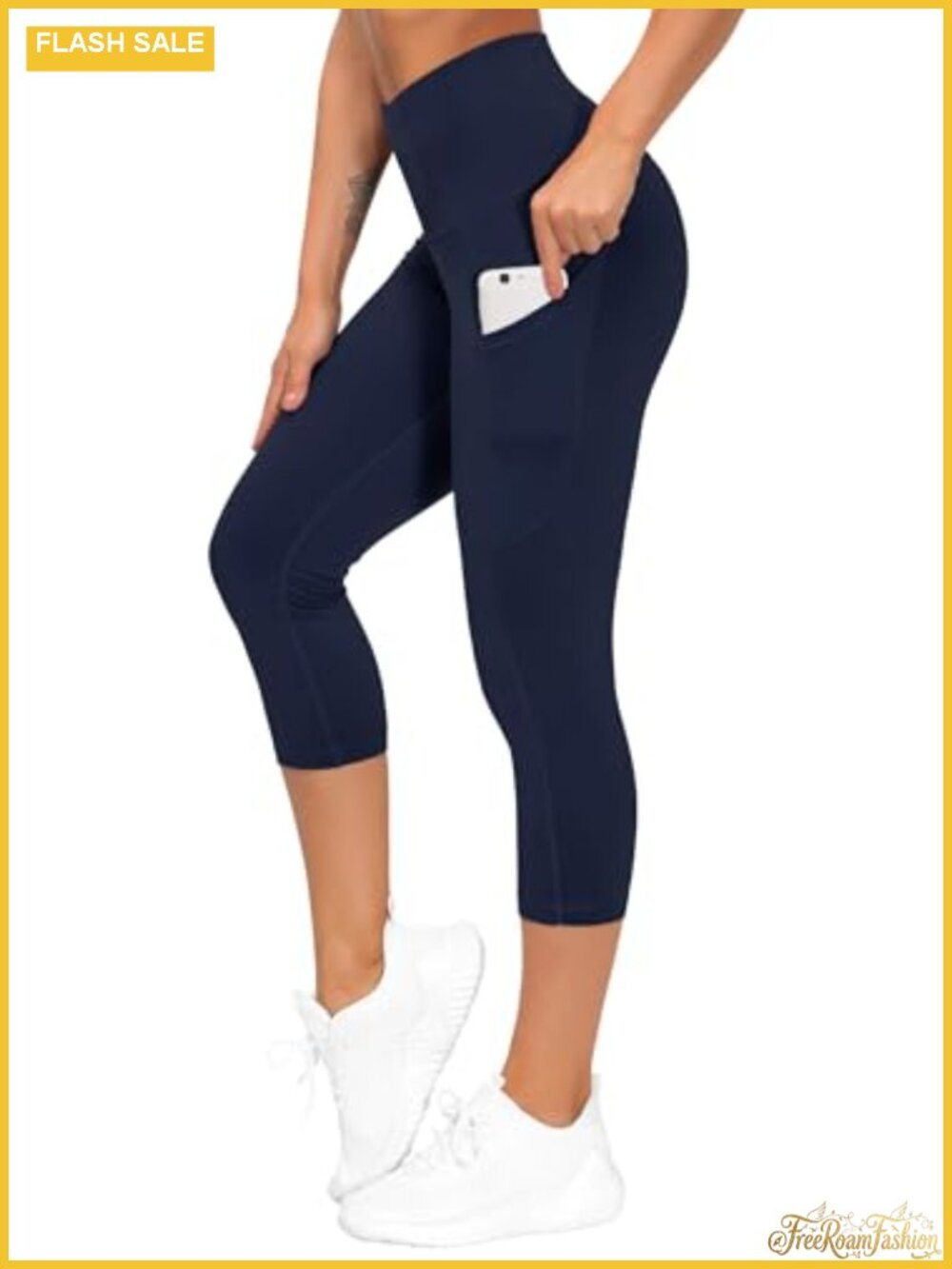 High Waisted Yoga Capris with Pockets for Women Tummy Control Workout Leggings